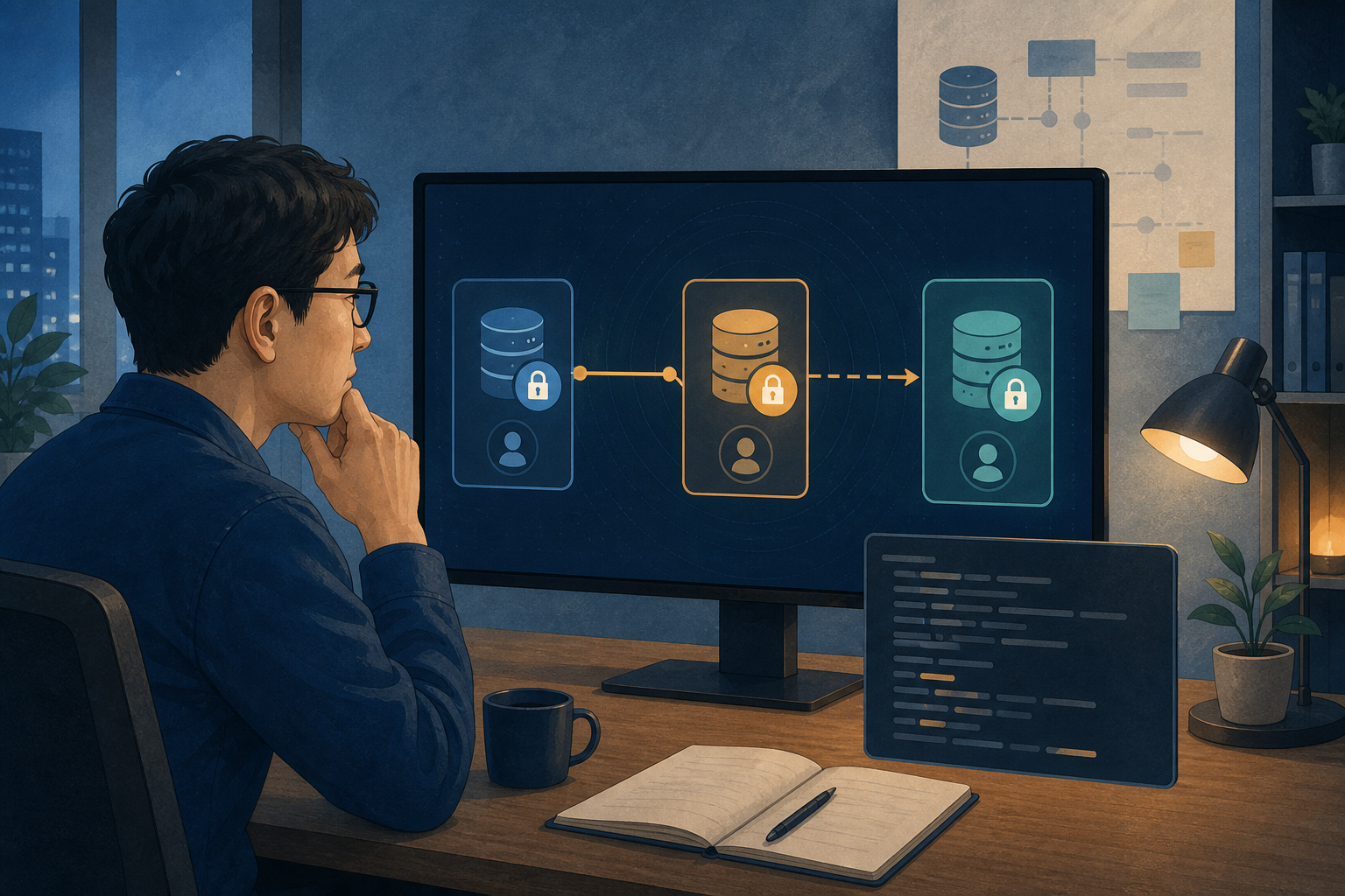 PostgreSQL 락 대기 사슬을 점검하는 운영자의 작업 장면